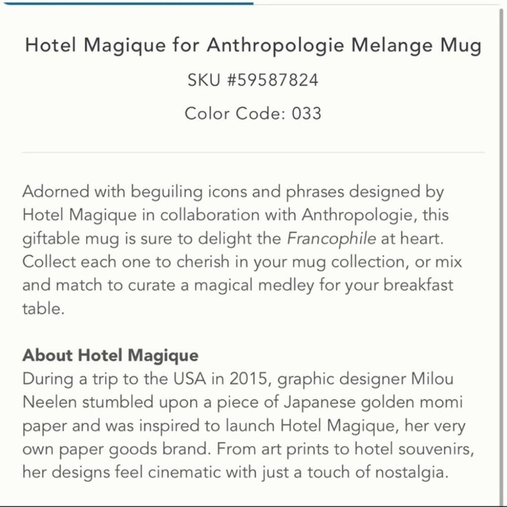 Anthro NWT “Love and Magique” mug — Hotel Magique sold out top rated collection - Picture 6 of 7